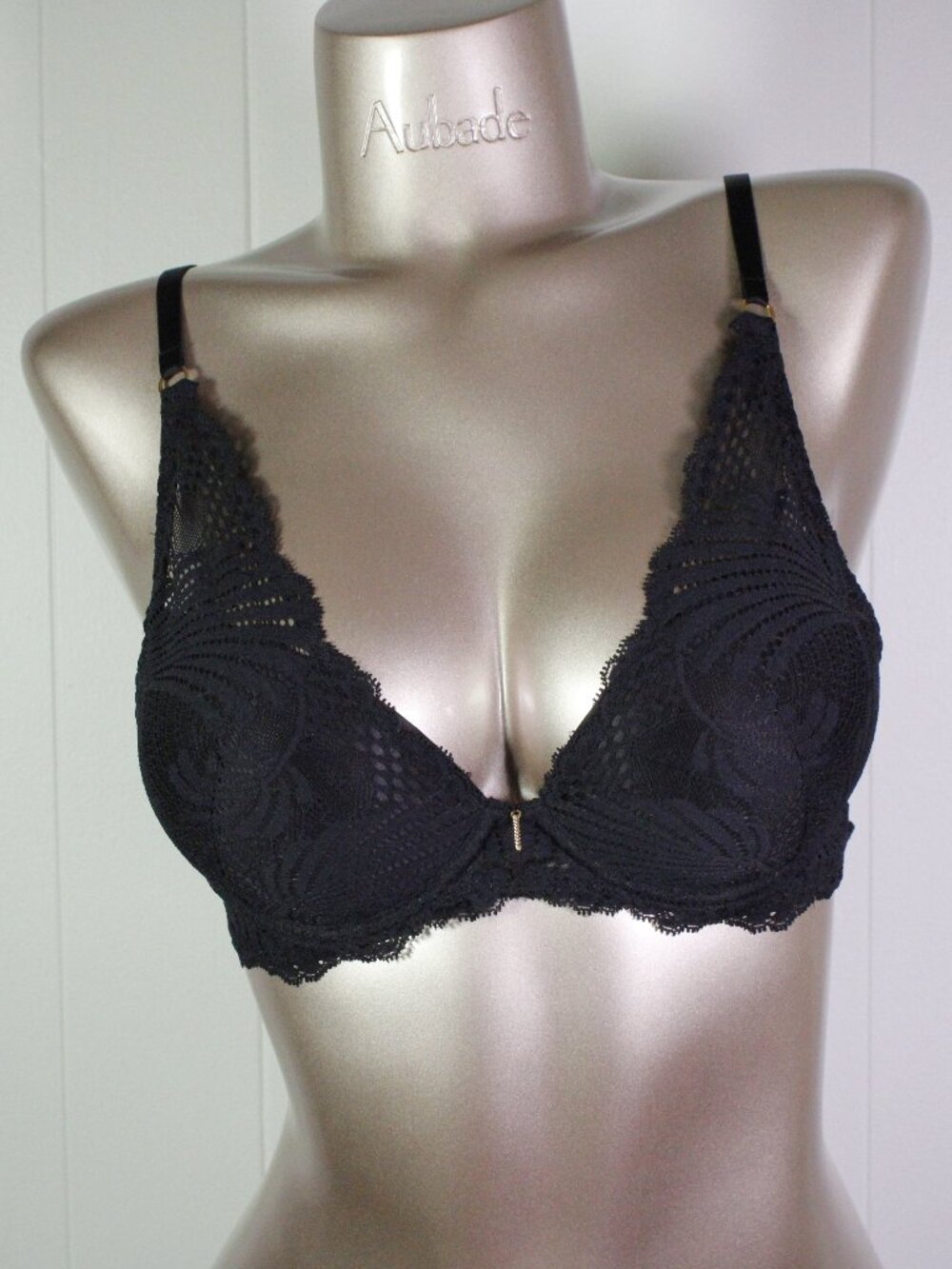 Aubade Paris Sample Rythm of Desire Black Lingerie set Padded Push-up Bra 34B